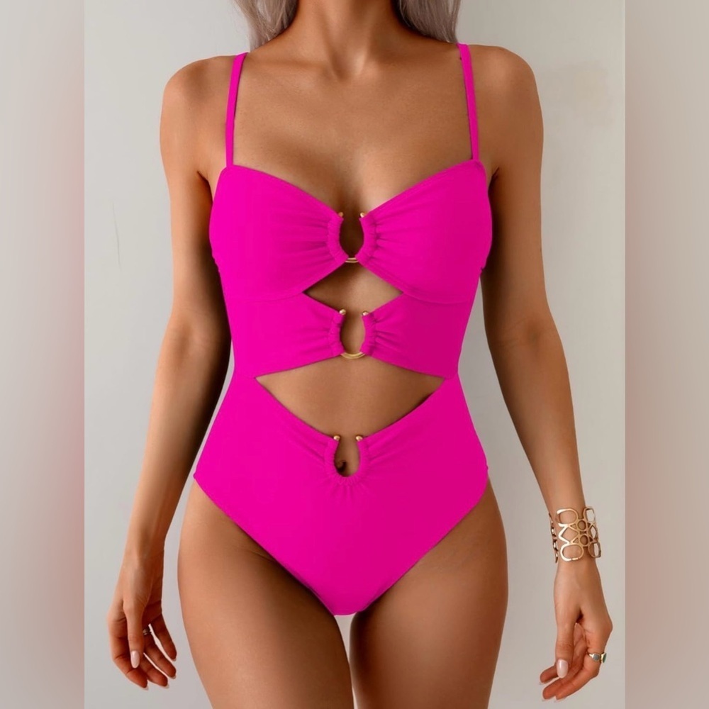 Eomenie Hot Pink One Piece Swimsuit Size M